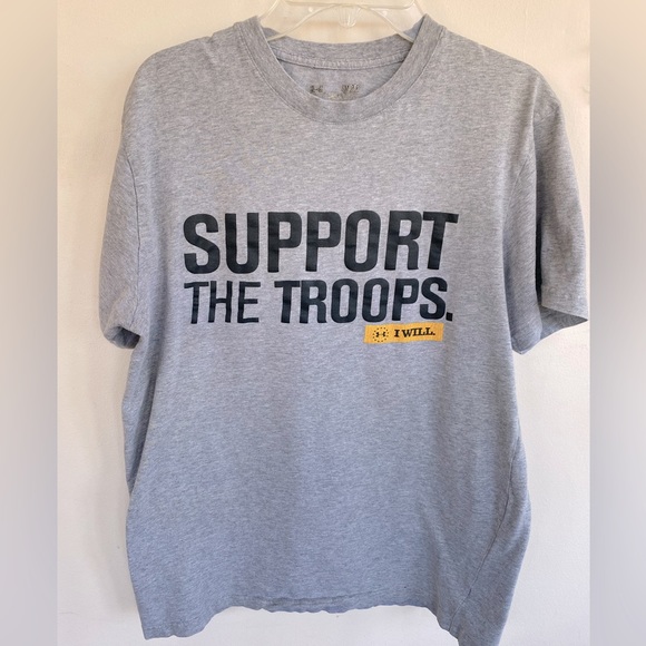 Under Armour Men S Support The Troops Gray Short—Sleeve Graphic T-Shirt - Picture 1 of 3